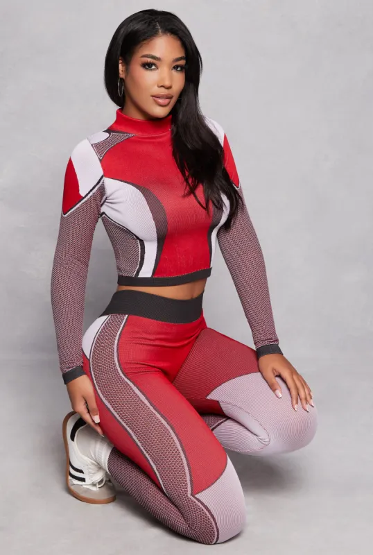 Color Block Seamless Compression Rib Active Top sold by Rainbow