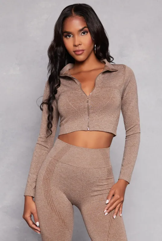 Zip Front Seamless Cropped Track Jacket sold by Rainbow