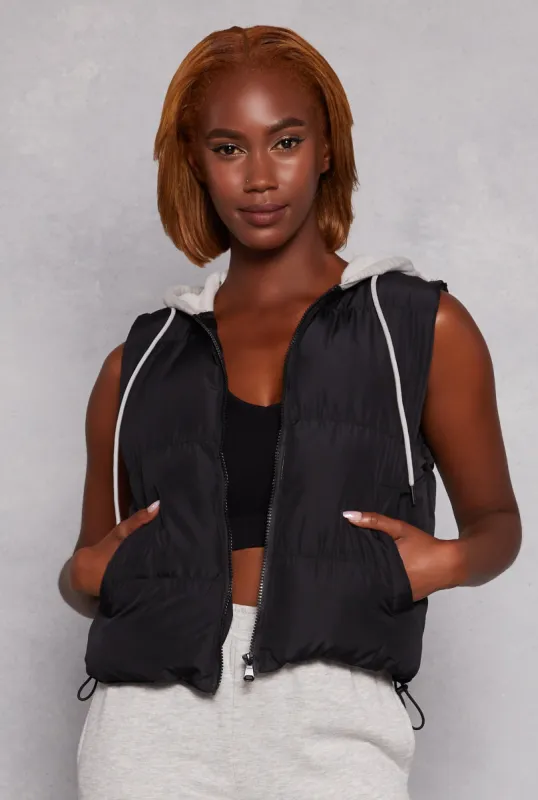 Almost Famous Zip Front Hooded Puffer Vest sold by Rainbow