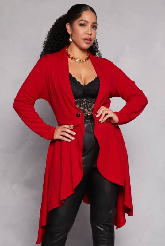 Plus Size Chain Button High Low Blazer sold by Rainbow