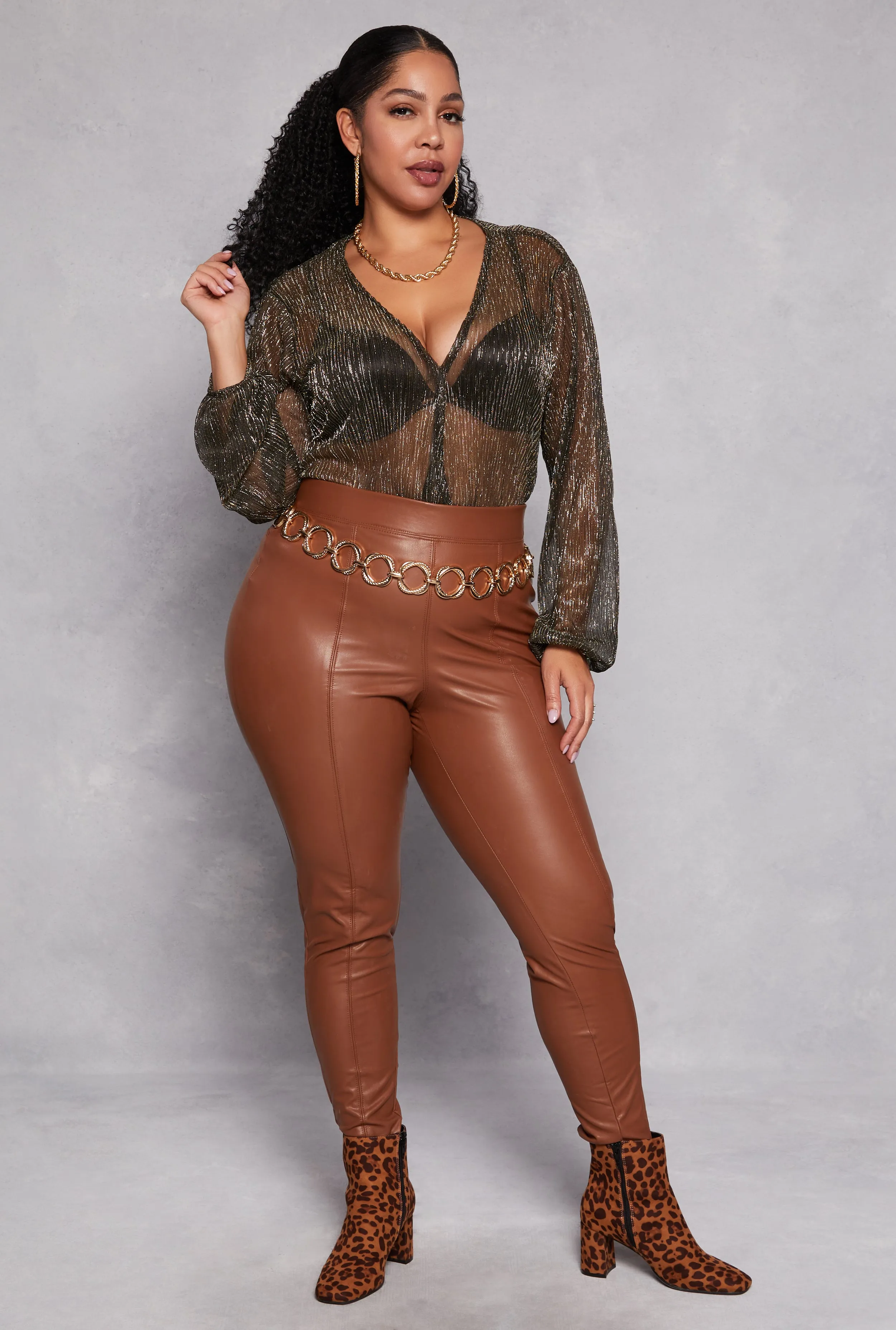 Plus Size Iris Faux Leather Leggings sold by Rainbow