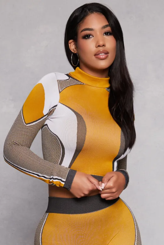 Color Block Seamless Compression Rib Active Top sold by Rainbow