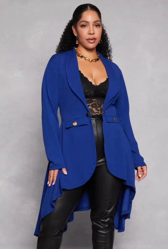 Plus Size Chain Button High Low Blazer sold by Rainbow