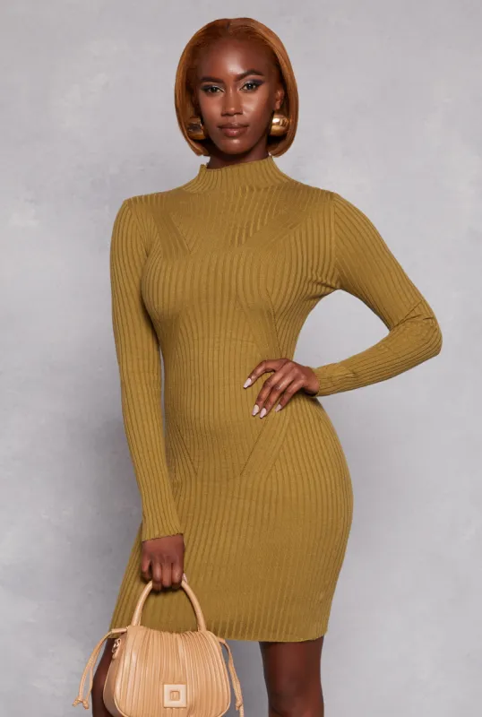 Mock Neck Long Sleeve Sweater Dress sold by Rainbow