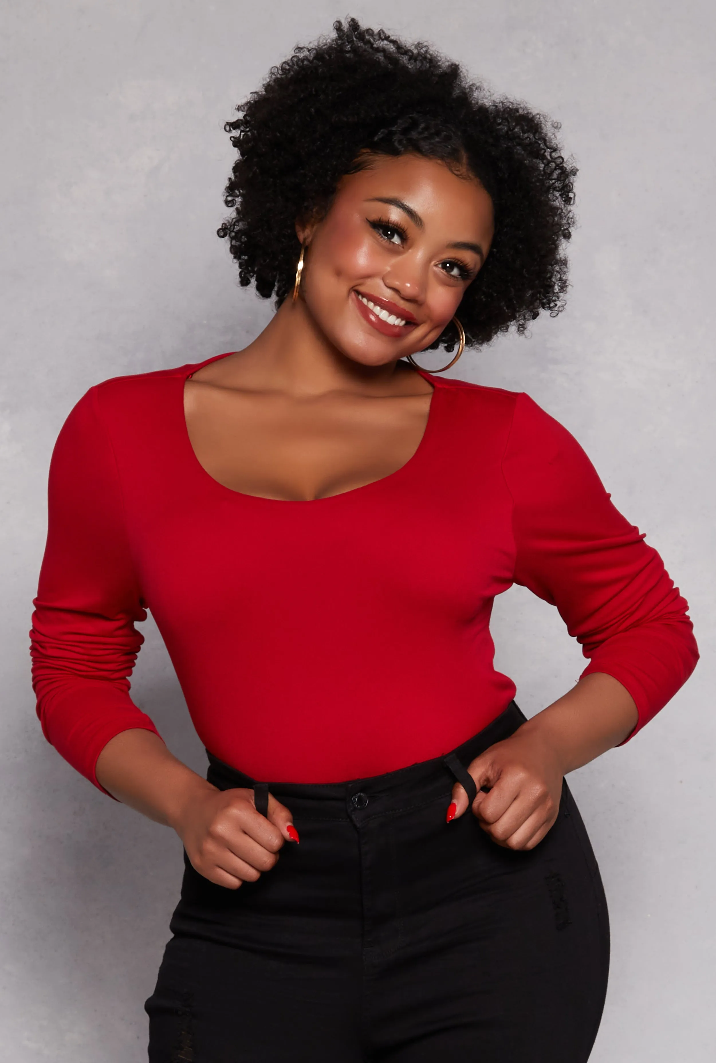 Plus Size Double Layered Scoop Neck Top sold by Rainbow