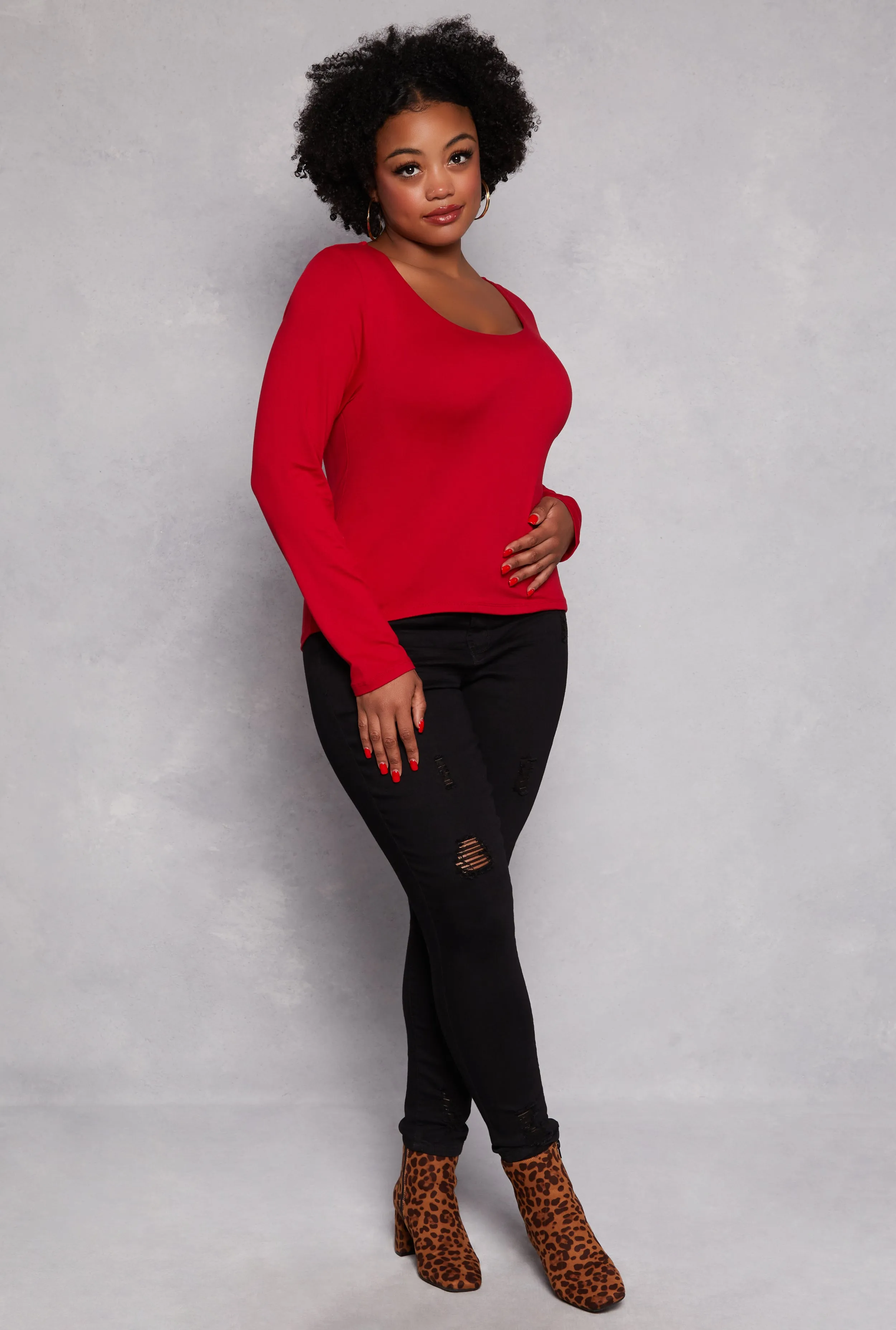 Plus Size Double Layered Scoop Neck Top sold by Rainbow product image thumbnail 2