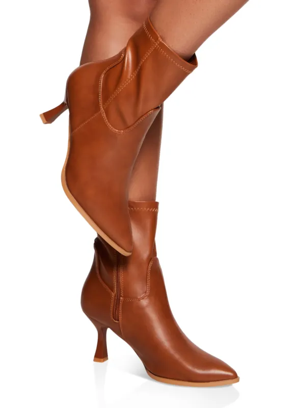 Faux Leather Pointed Toe Booties sold by Rainbow