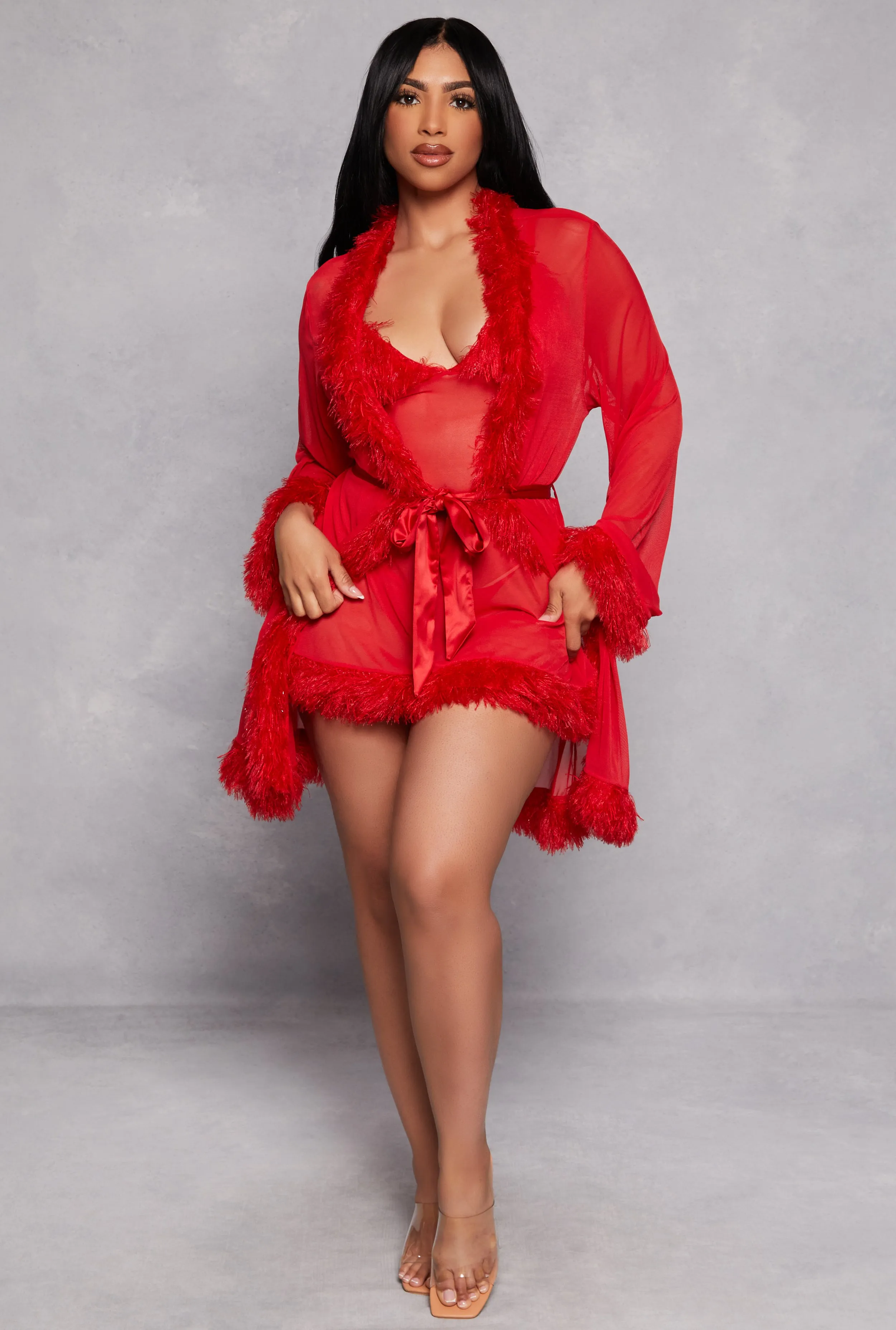 Feather Trim Mesh Robe sold by Rainbow product image thumbnail 2