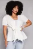 Plus Size Tie Waist Peplum Top sold by Rainbow