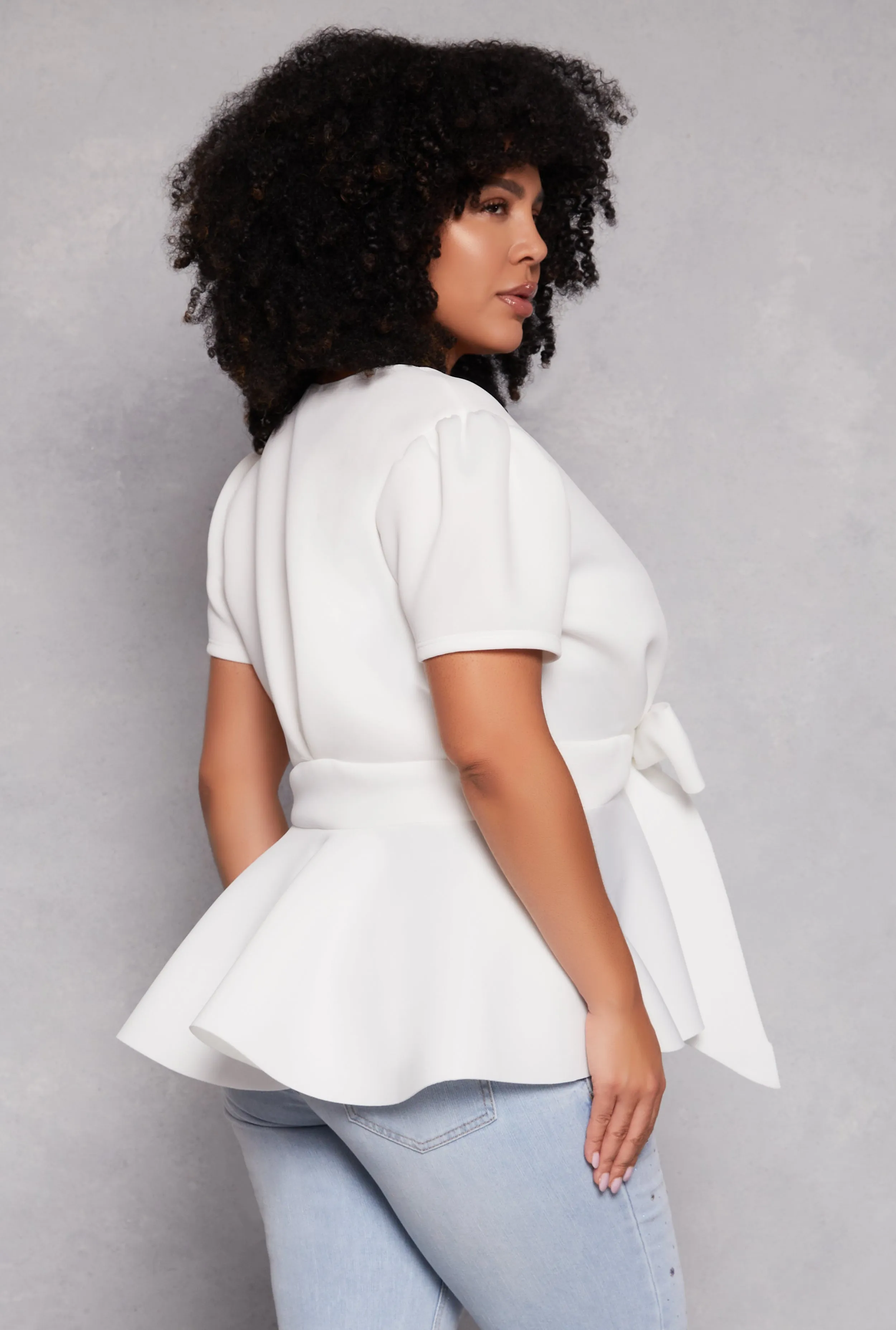 Plus Size Tie Waist Peplum Top sold by Rainbow product image thumbnail 3