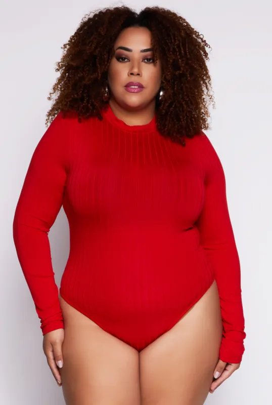 Plus Size Daisy Long Sleeve Mock Neck Bodysuit sold by Rainbow