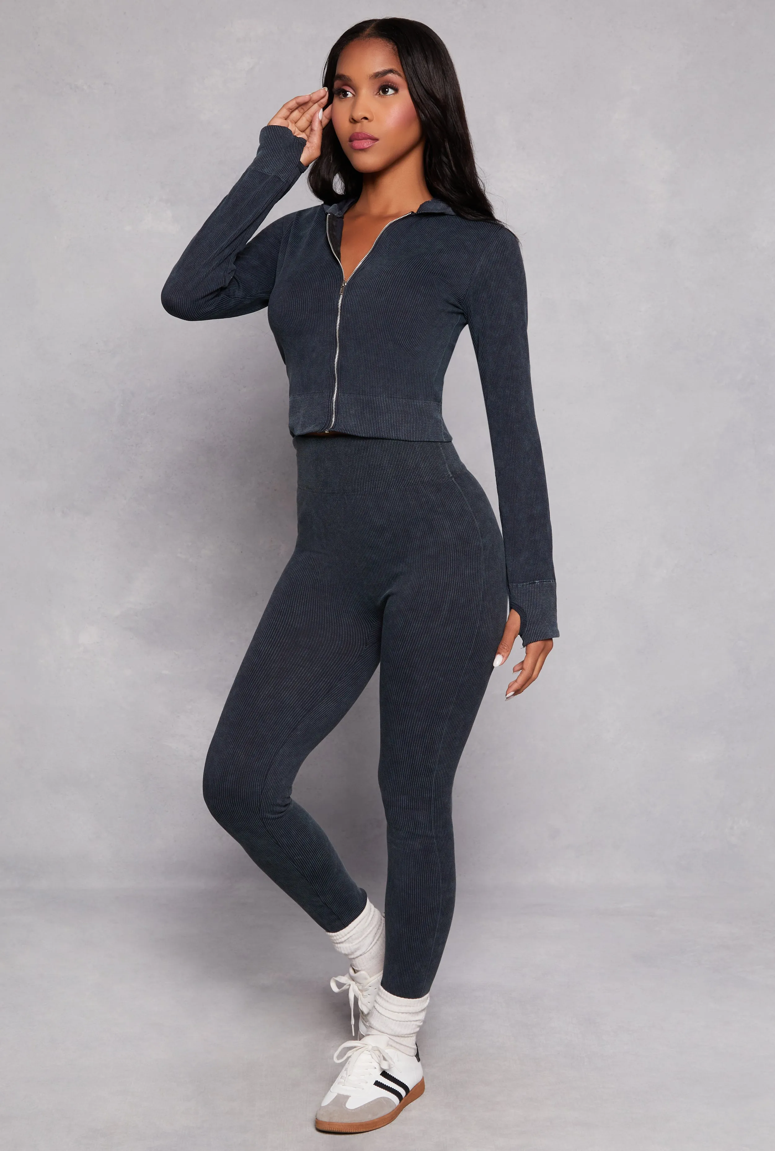 Acid Wash Seamless Zip Front Hoodie sold by Rainbow product image thumbnail 2