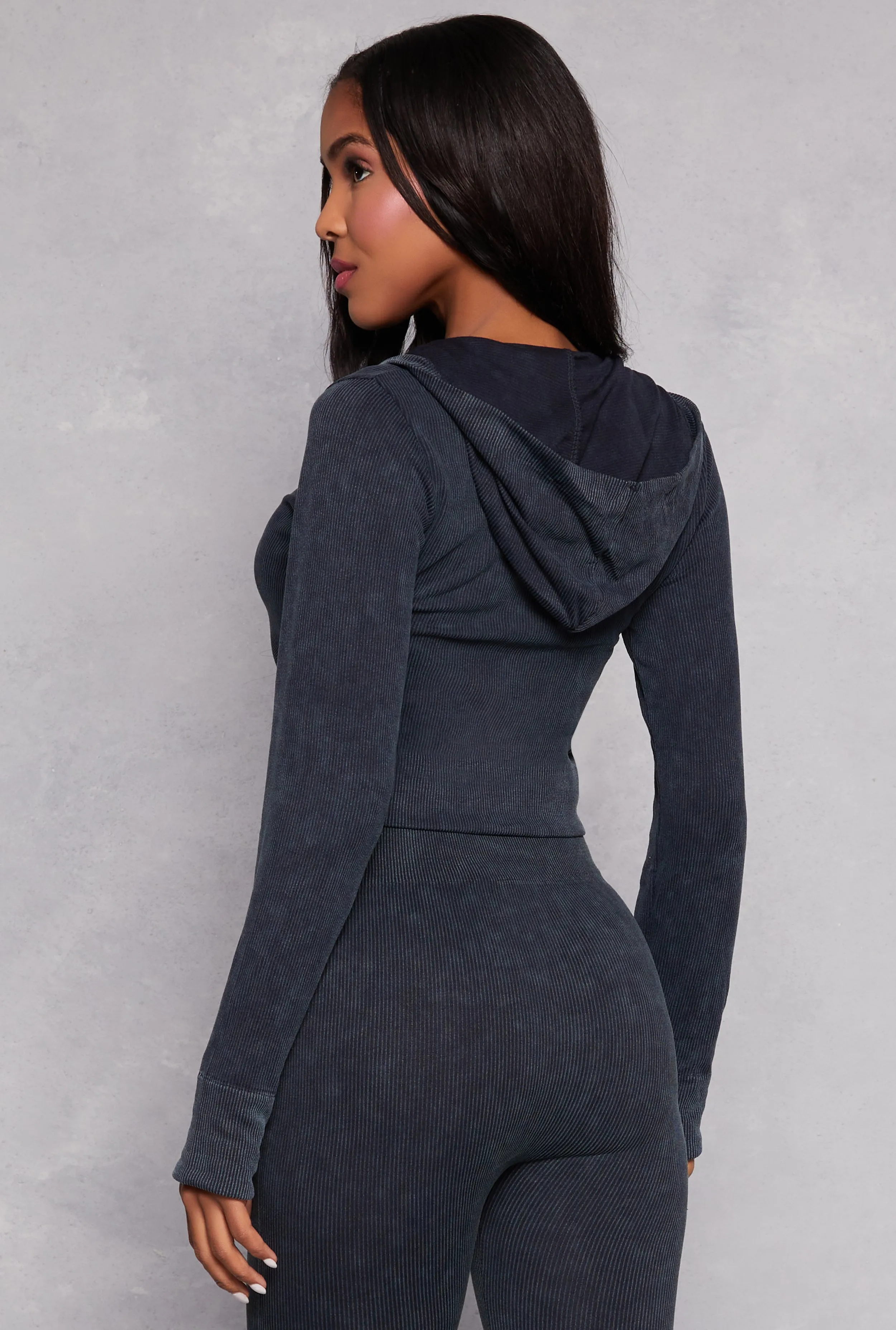 Acid Wash Seamless Zip Front Hoodie sold by Rainbow product image thumbnail 3