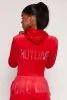 Velour Hotline Rhinestone Zip Front Hoodie sold by Rainbow