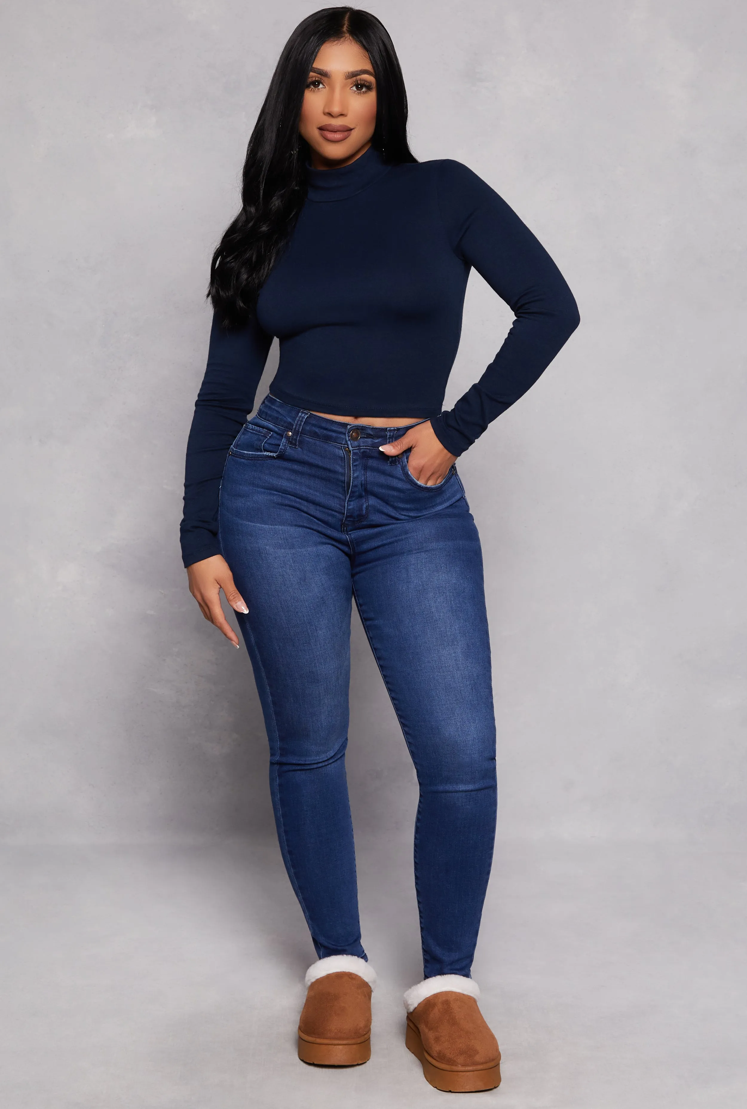 Mock Neck Long Sleeve Crop Top sold by Rainbow product image thumbnail 2