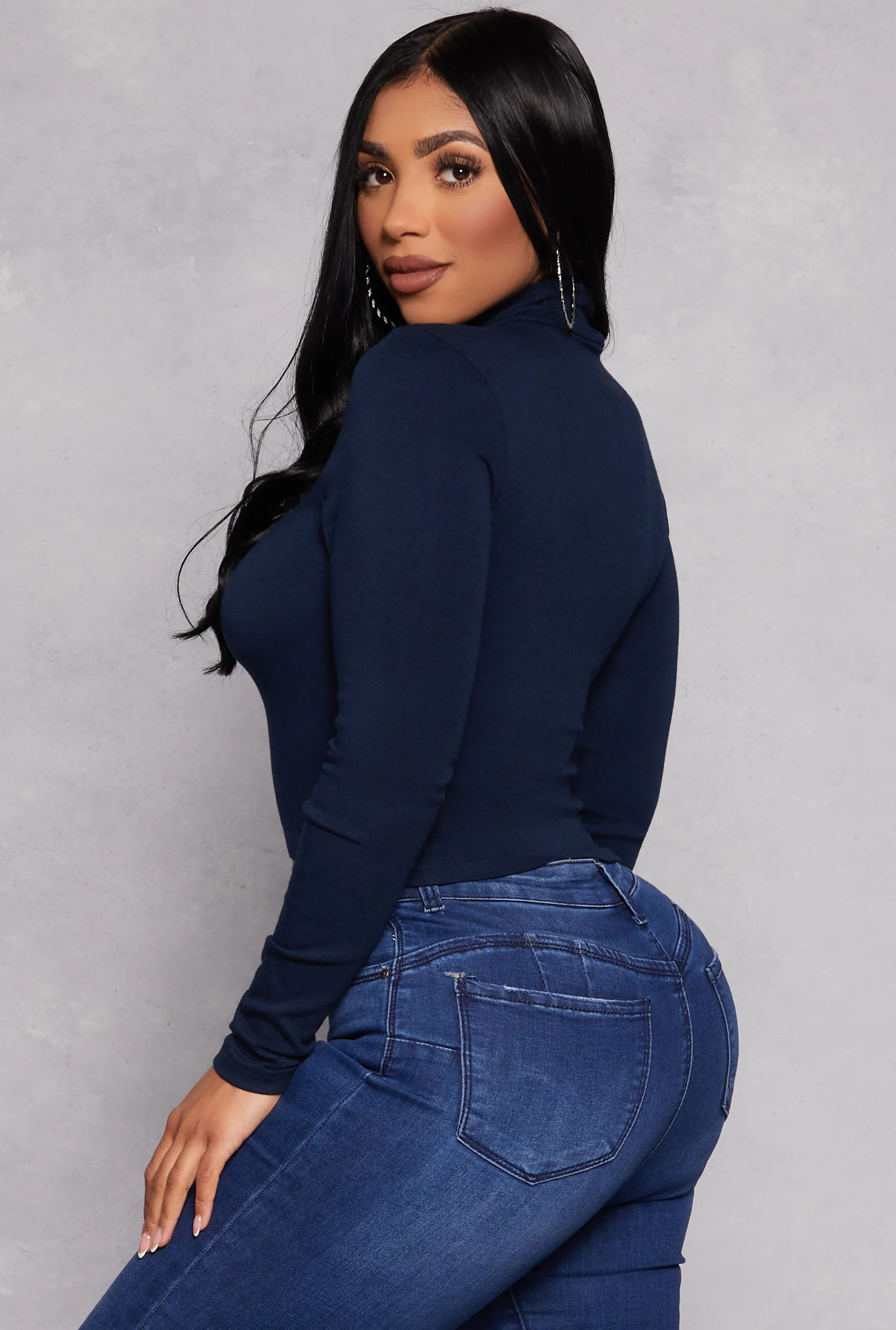 Mock Neck Long Sleeve Crop Top sold by Rainbow product image thumbnail 3
