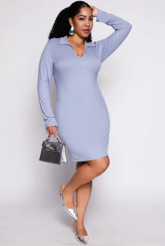 Plus Size Johnny Collar Shirt Dress sold by Rainbow