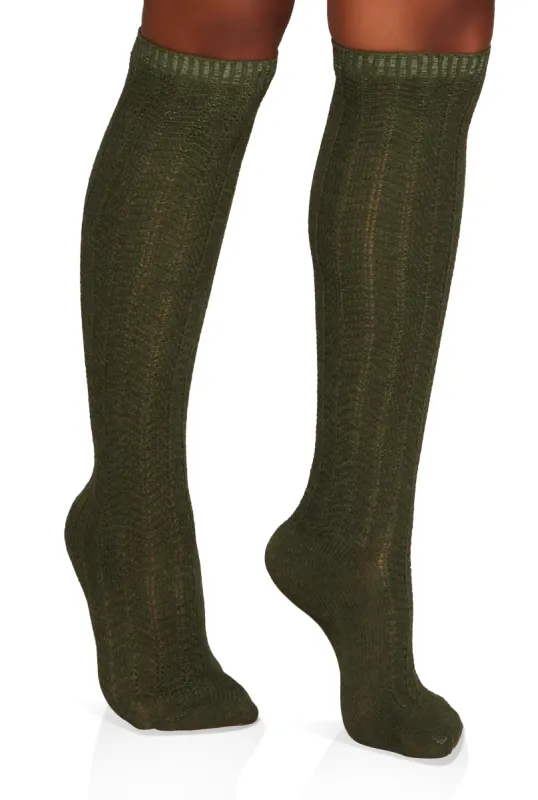 Pointelle Knit Knee High Socks Size 9-11 sold by Rainbow