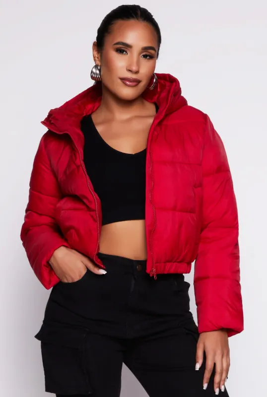 Zip Front Hooded Puffer Jacket sold by Rainbow