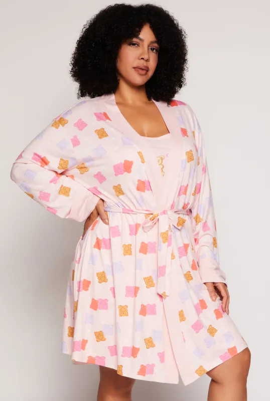 Plus Size Unbearably Sweet Graphic Cami Nightgown with Robe sold by Rainbow