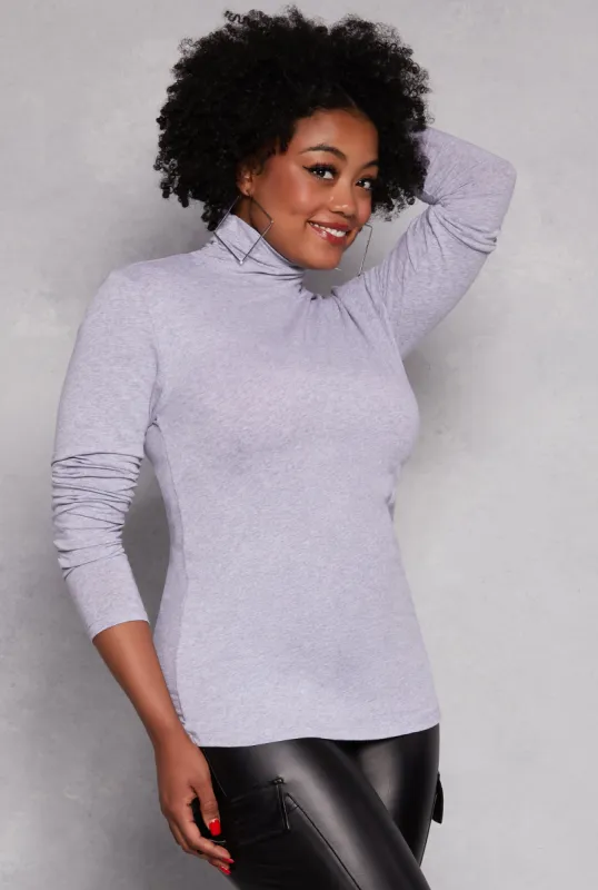 Plus Size Ruched Mock Neck T Shirt sold by Rainbow