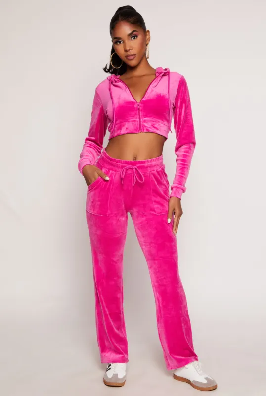 Velour Drawstring Waist Sweatpants sold by Rainbow