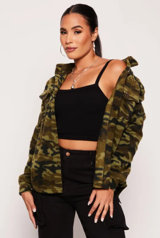 Fleece Printed Pattern Shacket sold by Rainbow