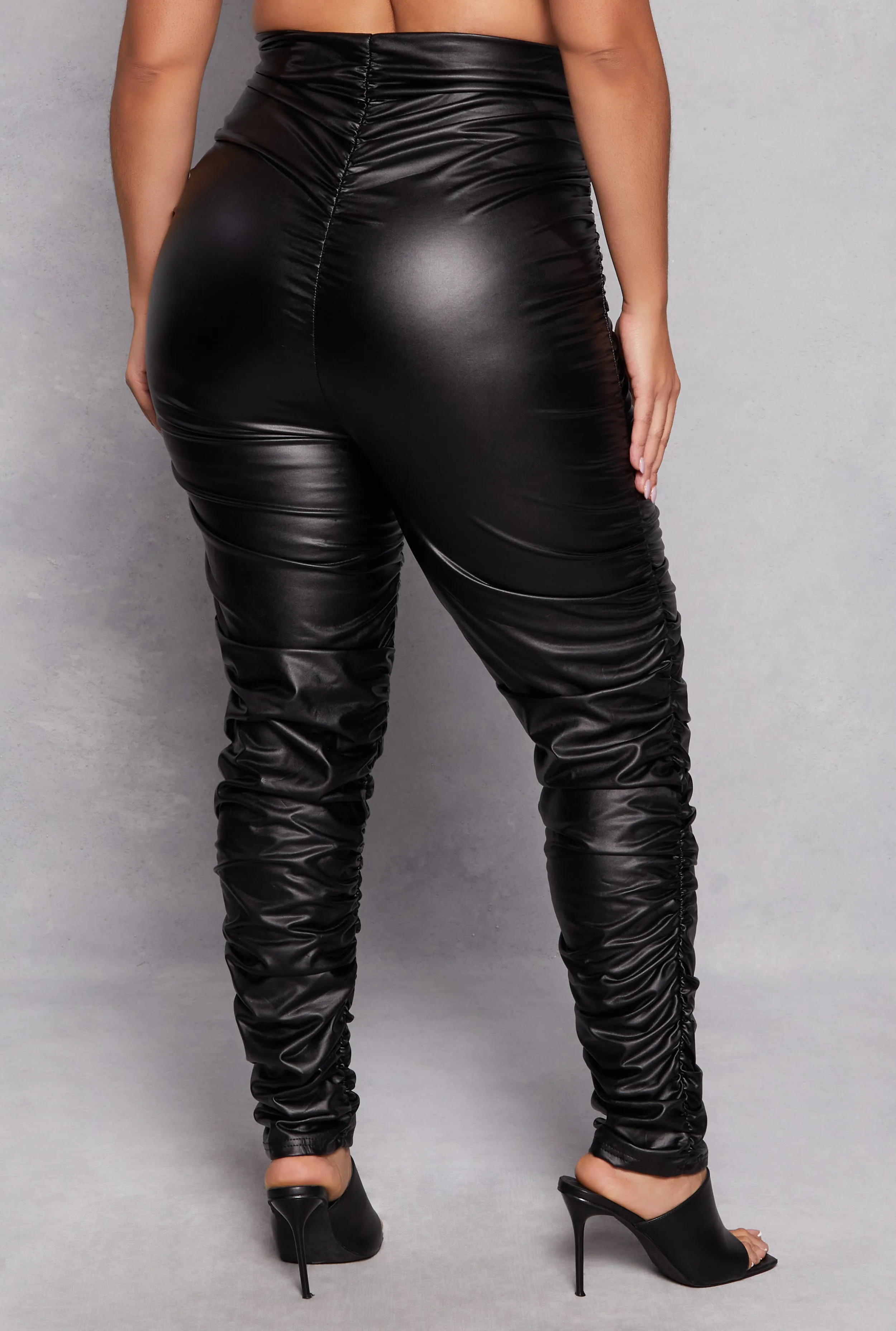 Plus Size Faux Leather Stacked Pants sold by Rainbow product image thumbnail 3
