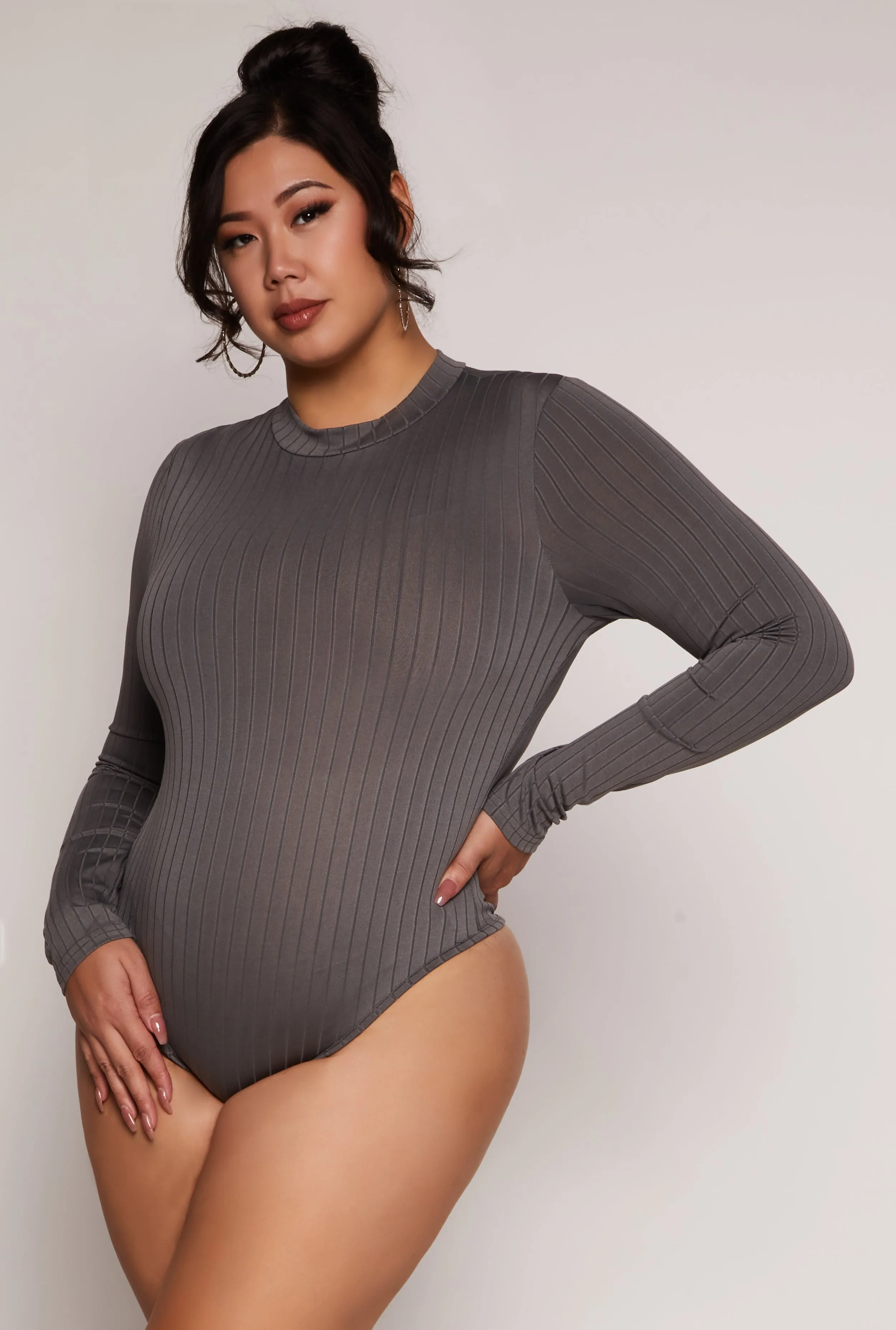 Plus Size Daisy Long Sleeve Mock Neck Bodysuit sold by Rainbow