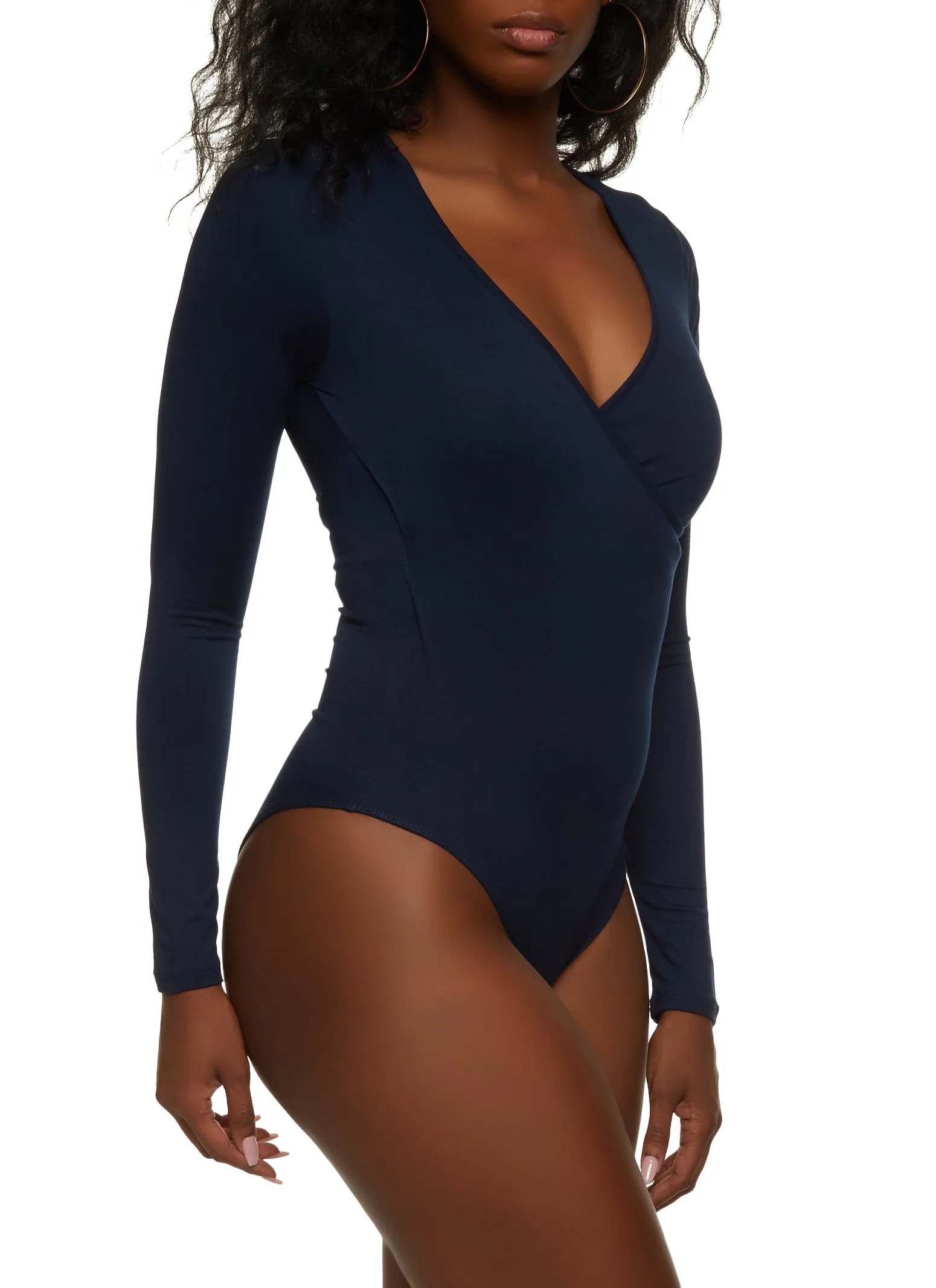 Body Contour Faux Wrap Long Sleeve Bodysuit sold by Rainbow