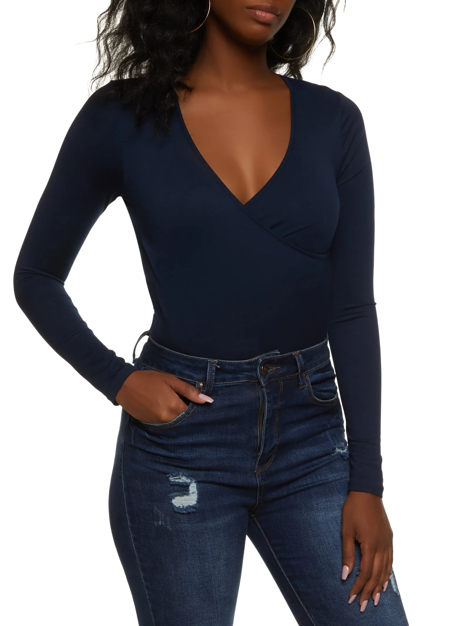 Body Contour Faux Wrap Long Sleeve Bodysuit sold by Rainbow product image thumbnail 2