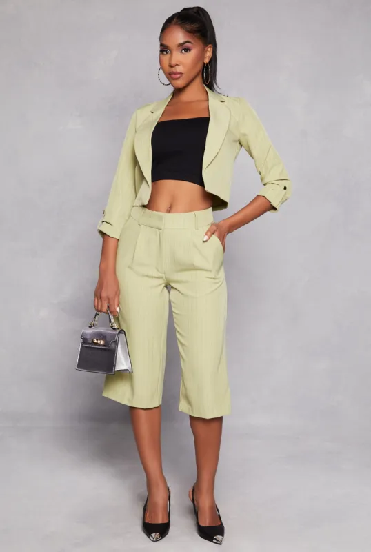 Pinstripe Pleated Bermuda Shorts sold by Rainbow