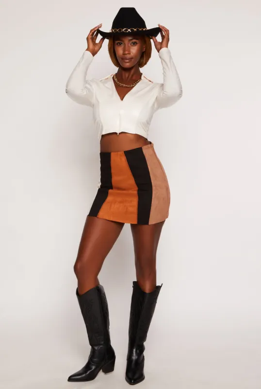Faux Suede Color Block Pencil Skirt sold by Rainbow