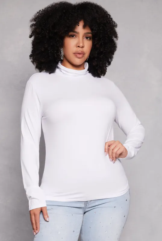 Plus Size Basic Soft Knit Turtleneck Top sold by Rainbow