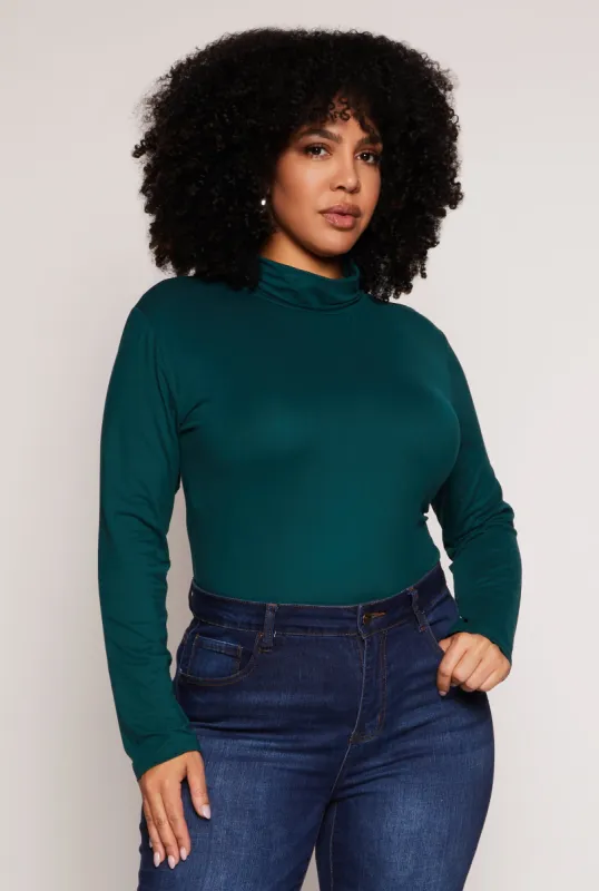 Plus Size Basic Soft Knit Turtleneck Top sold by Rainbow
