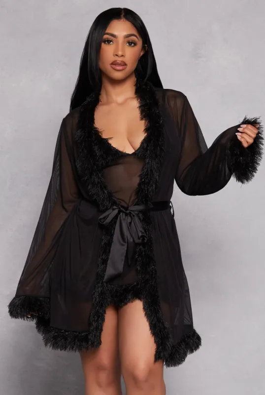 Feather Trim Robe sold by Rainbow