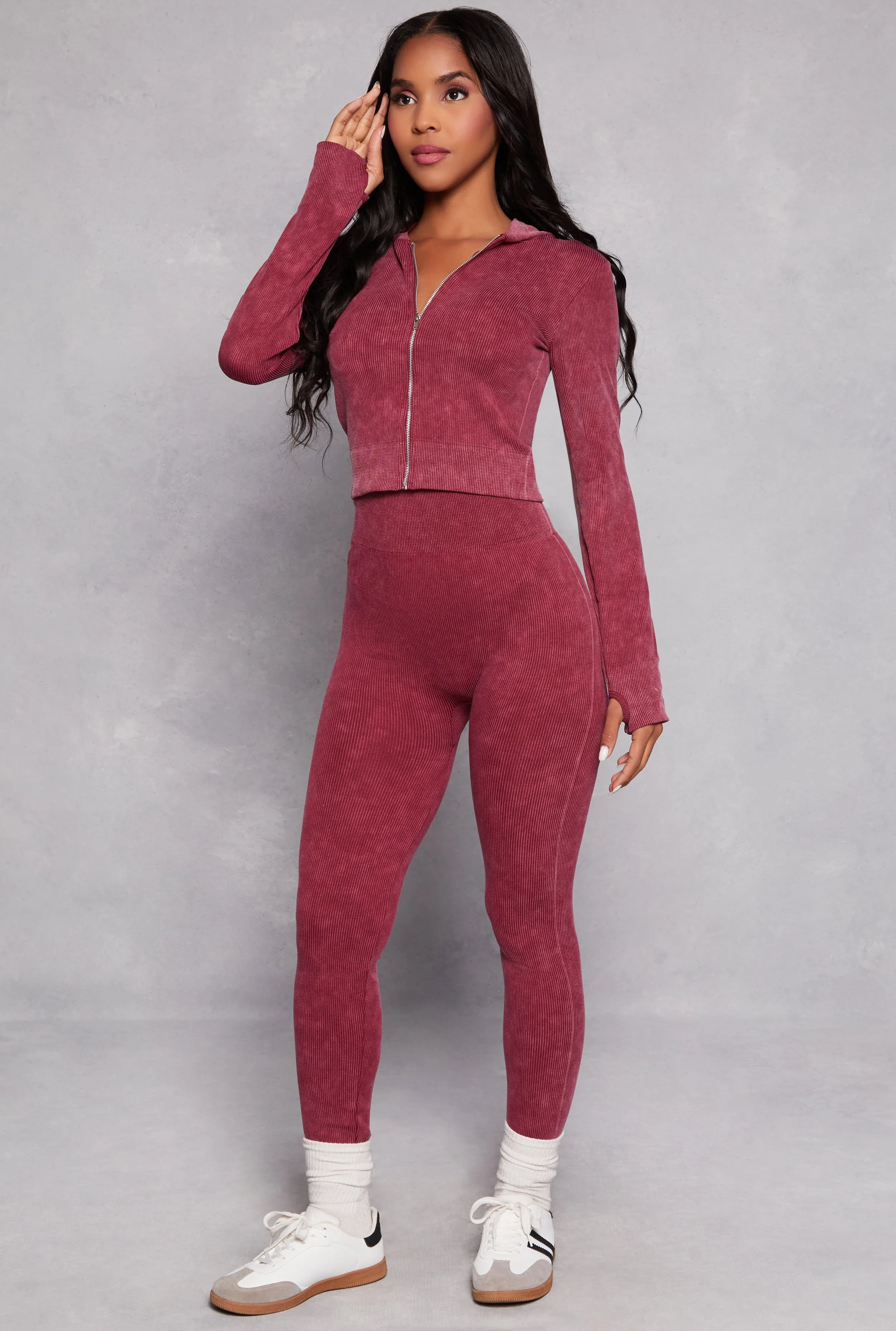 Acid Wash Seamless Zip Front Hoodie sold by Rainbow product image thumbnail 2