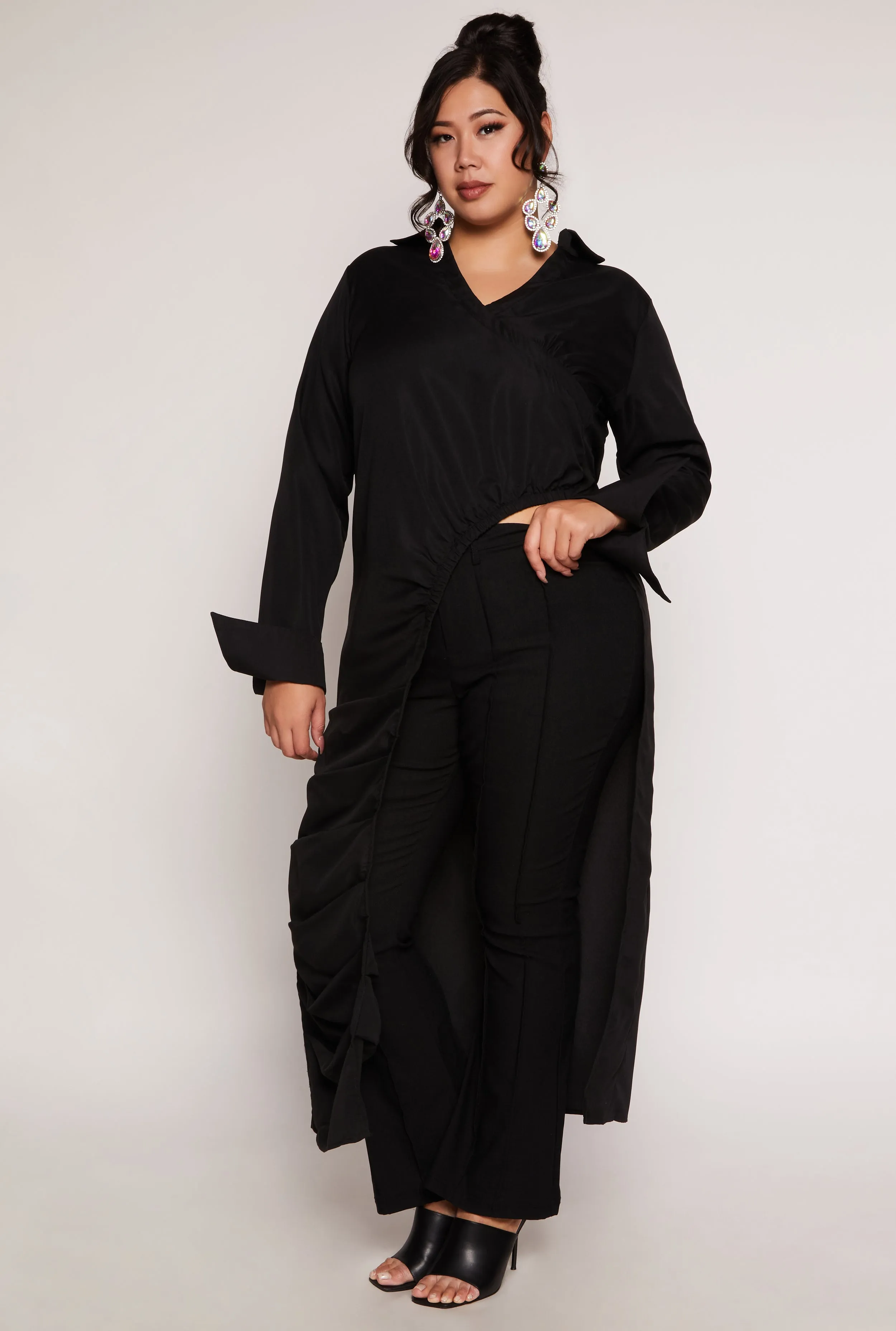Plus Size Collared Asymmetrical Maxi Top sold by Rainbow product image thumbnail 2