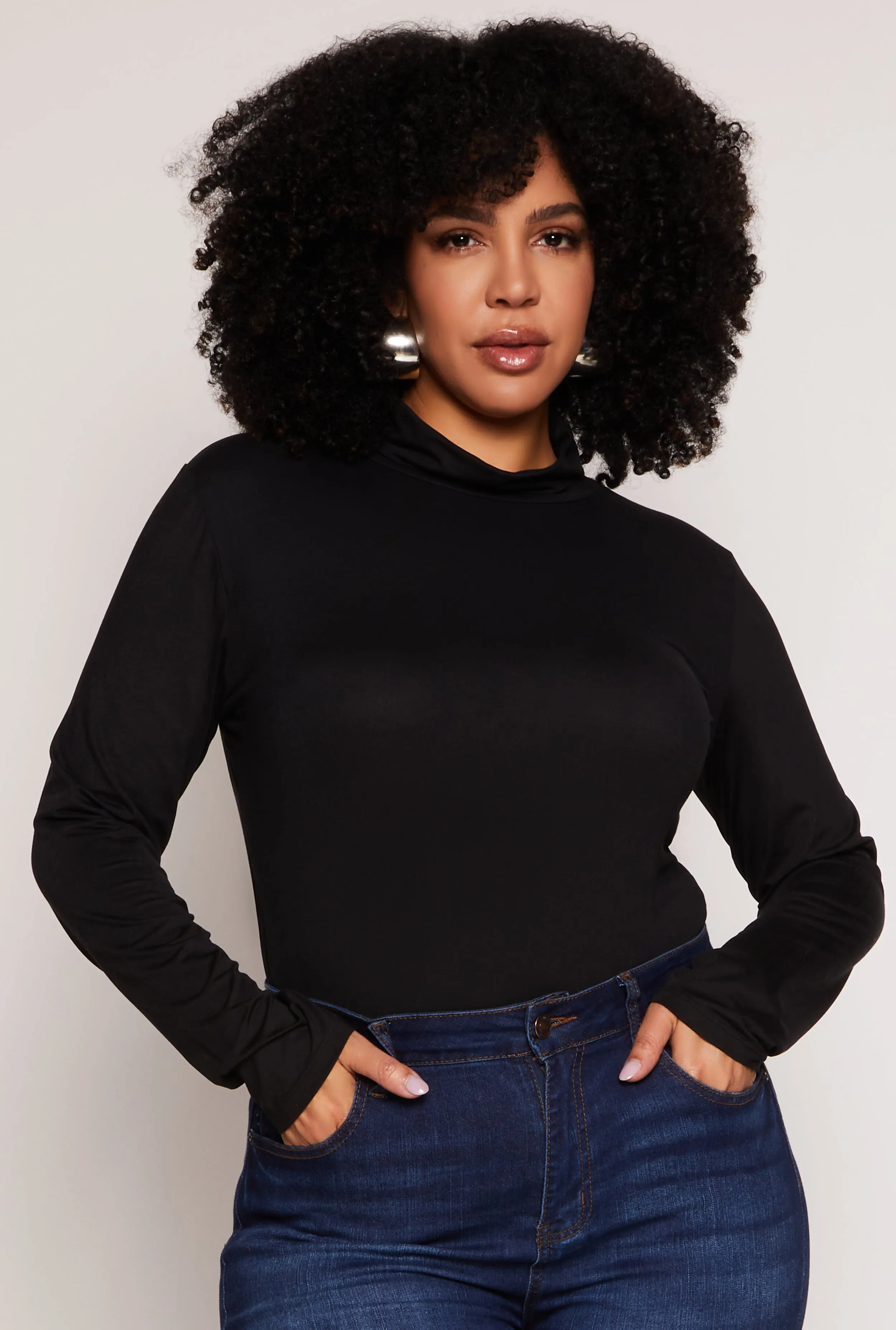 Plus Size Basic Soft Knit Turtleneck Top sold by Rainbow