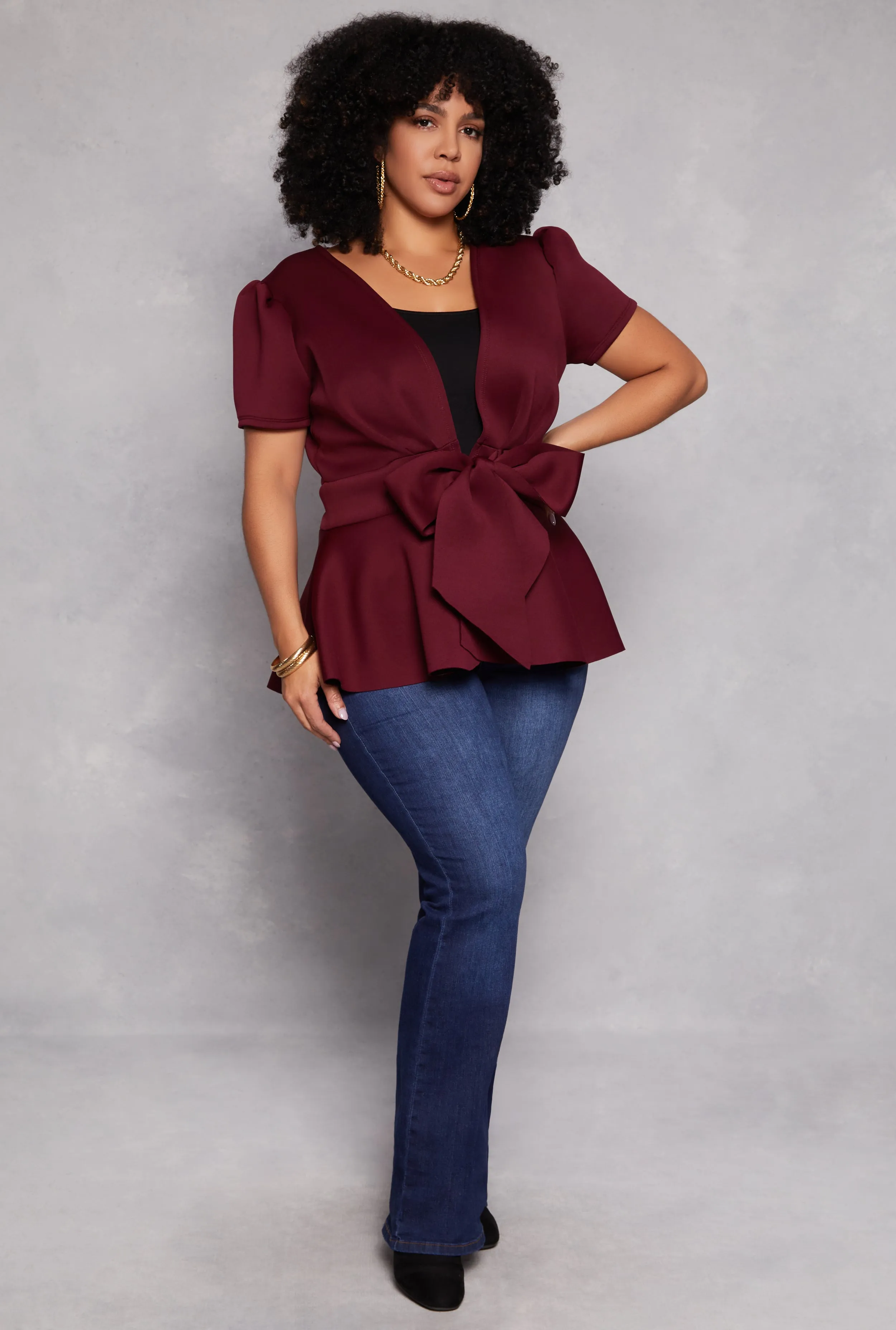 Plus Size Tie Waist Peplum Top sold by Rainbow product image thumbnail 2