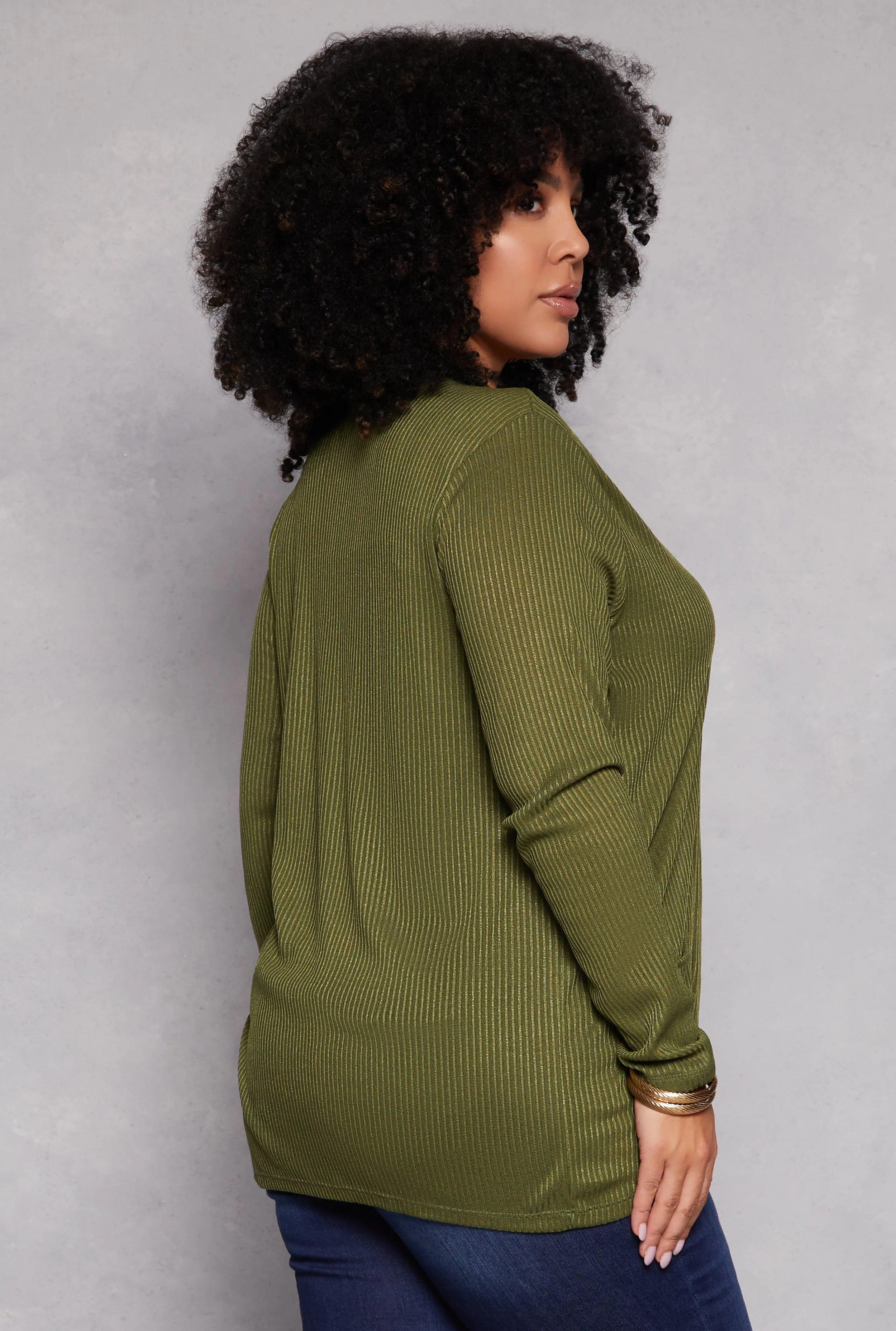 Plus Size Ribbed Knit Open Front Cardigan sold by Rainbow product image thumbnail 3