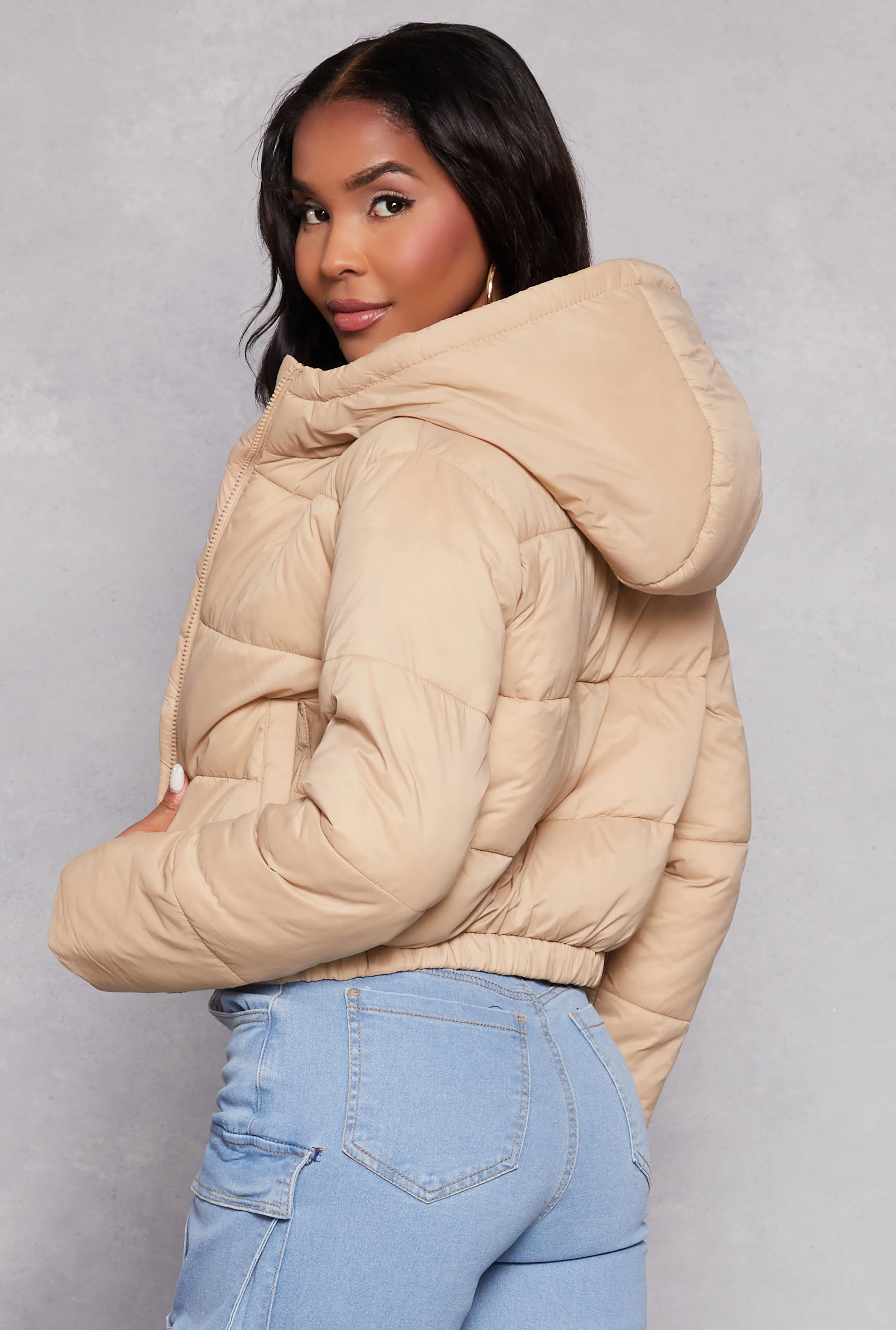 Zip Front Hooded Puffer Jacket sold by Rainbow product image thumbnail 3