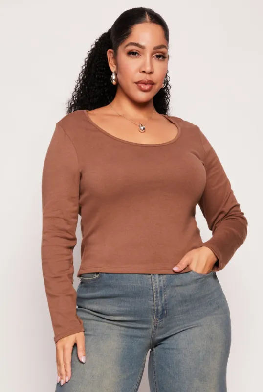 Plus Size Basic Fleece Lined T Shirt sold by Rainbow