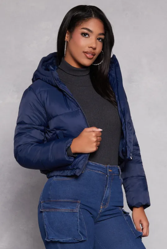 Zip Front Hooded Puffer Jacket sold by Rainbow