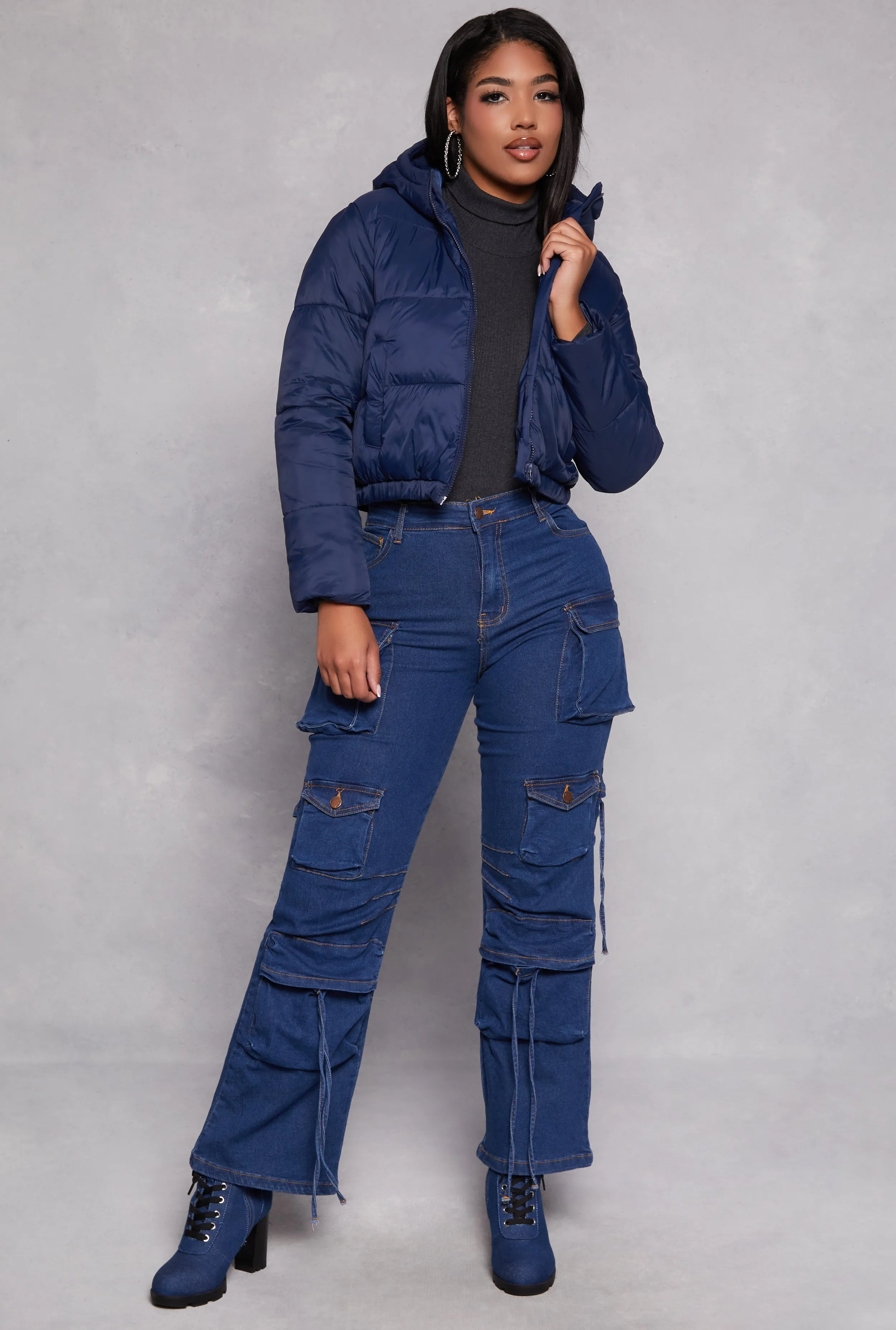 Zip Front Hooded Puffer Jacket sold by Rainbow product image thumbnail 2