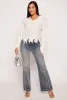 Distressed Knit V Neck Sweater sold by Rainbow