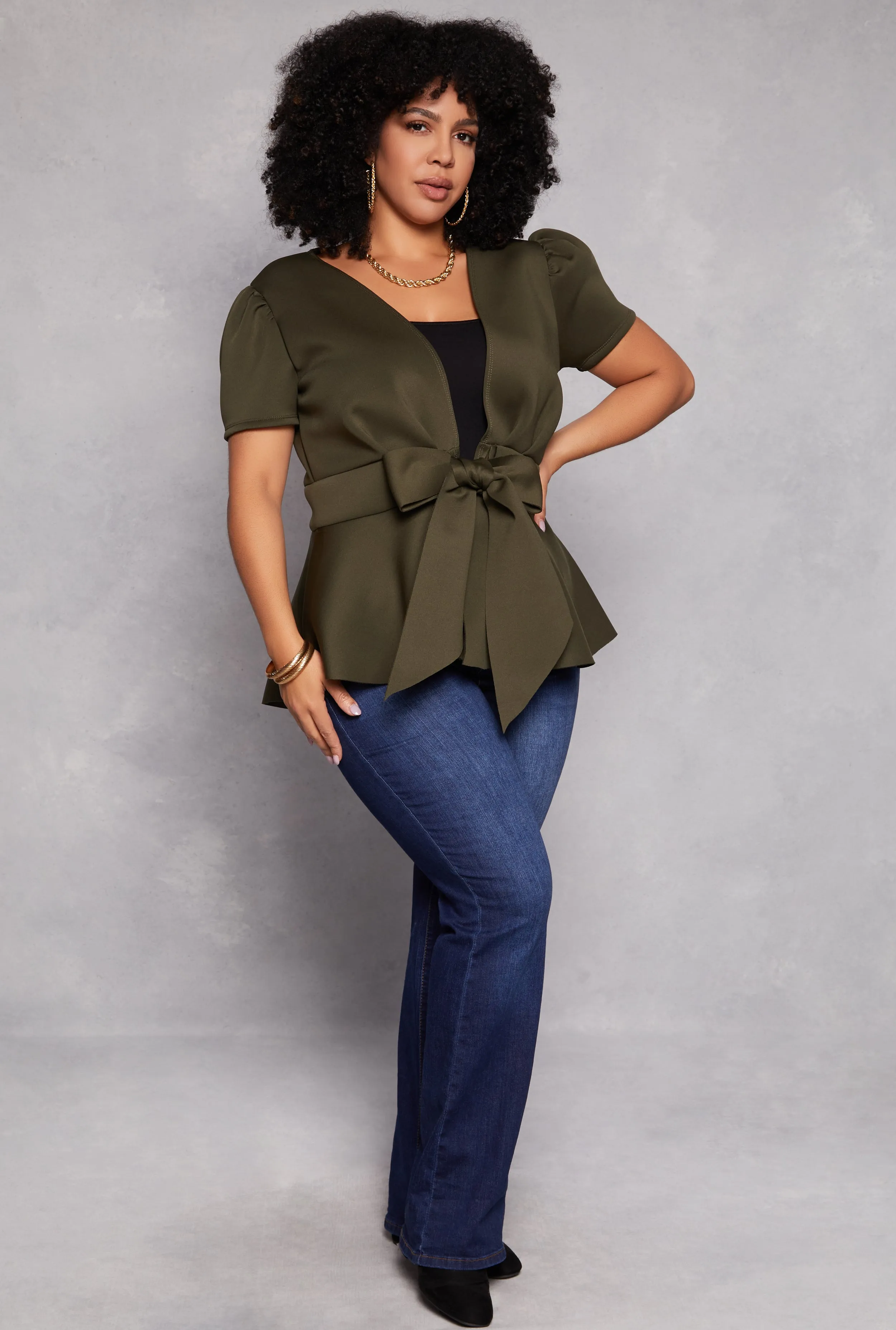 Plus Size Tie Waist Peplum Top sold by Rainbow product image thumbnail 2