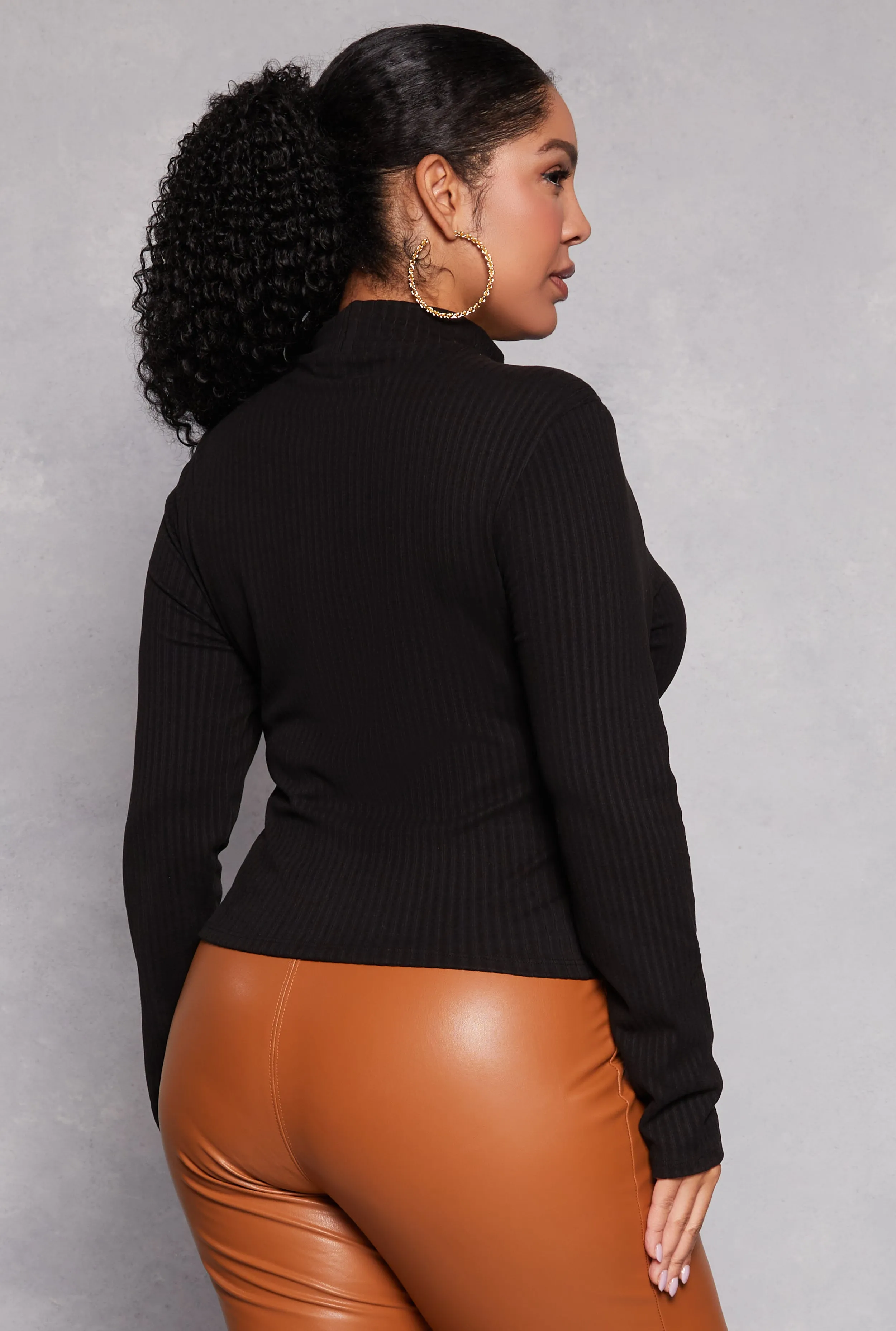 Plus Size Ribbed Knit Mock Neck Top sold by Rainbow product image thumbnail 3