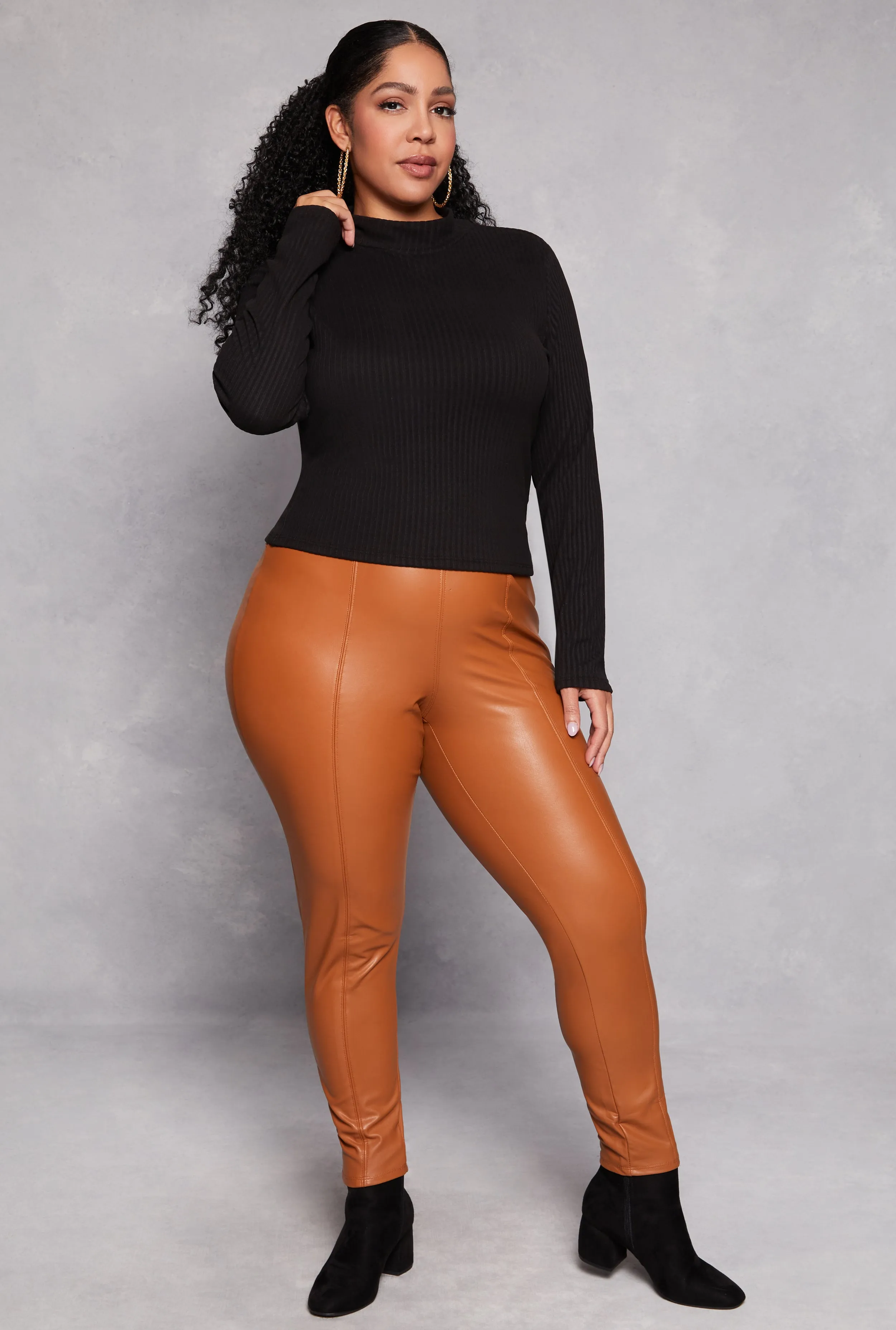 Plus Size Ribbed Knit Mock Neck Top sold by Rainbow product image thumbnail 2