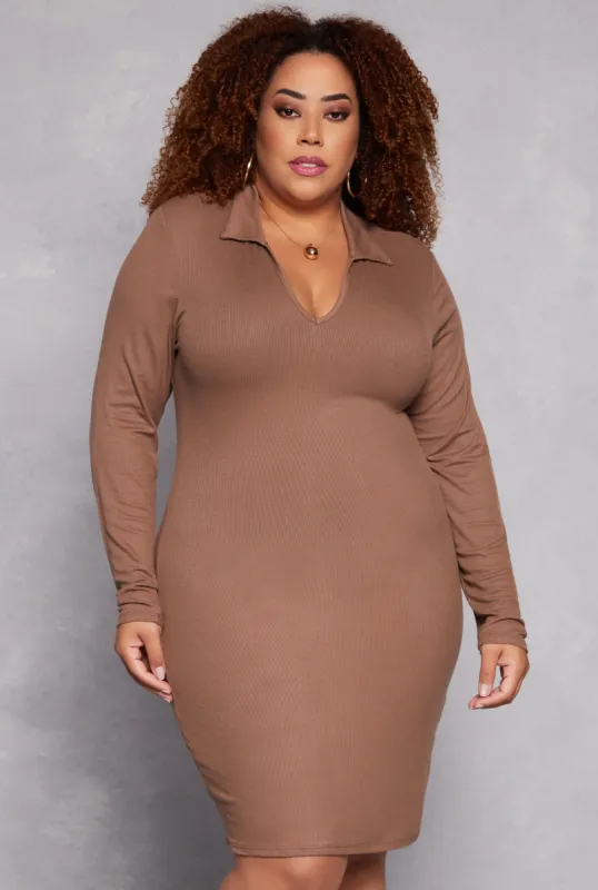 Plus Size Johnny Collar Shirt Dress sold by Rainbow